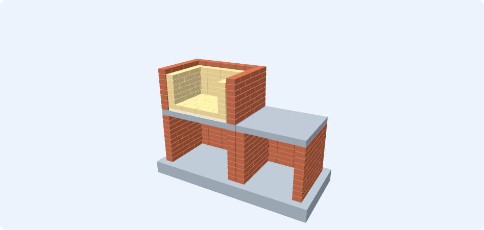 Барбекю-комплекс из отдельных кирпичей: 3D-эскиз
