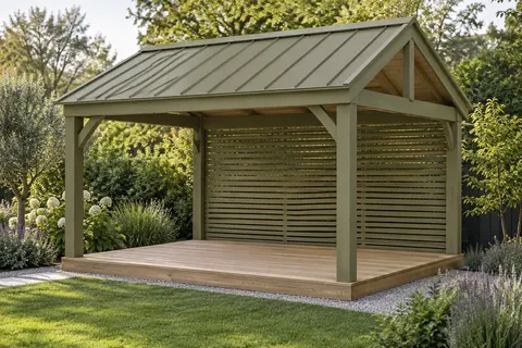 Оливковый сад — прямоугольная беседка 4×3 м, дерево, двускатная крыша